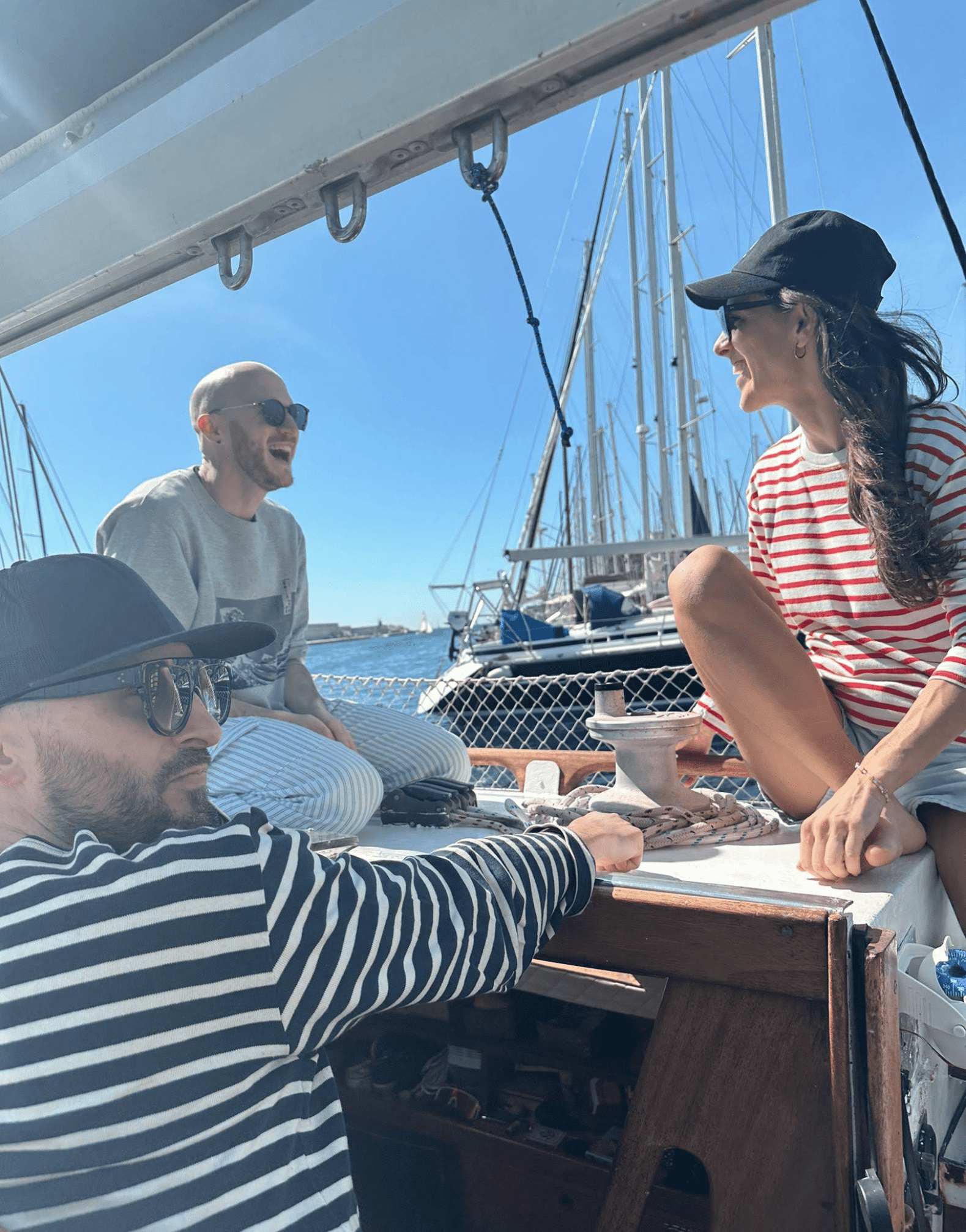 Chef presenting authentic paella on sailing boat